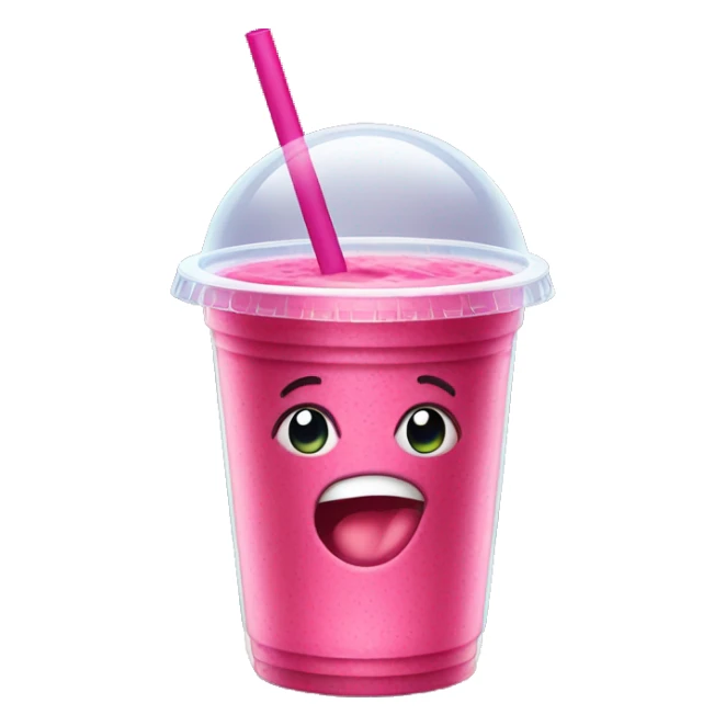 Dark pink smoothie in a domed clear plastic cup sticker