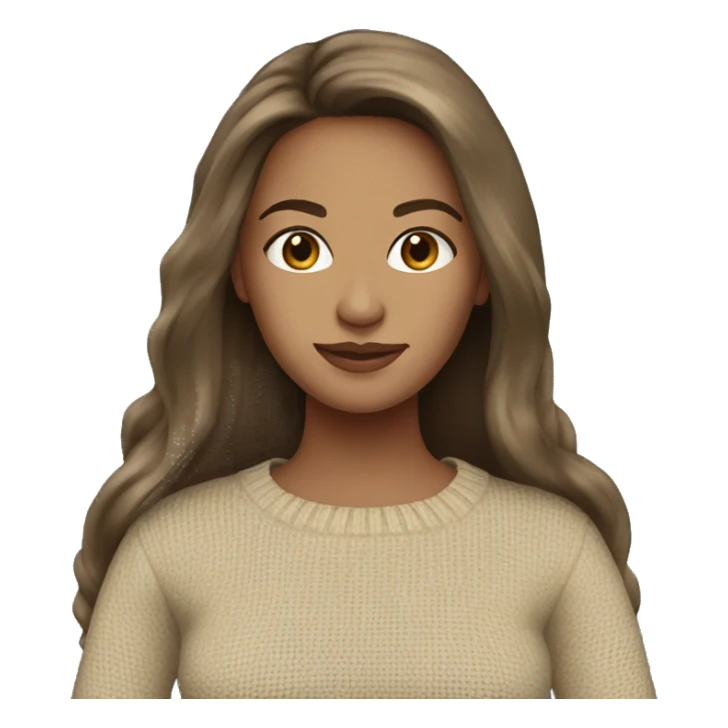 Brunette long hair women beige sweater  sticker