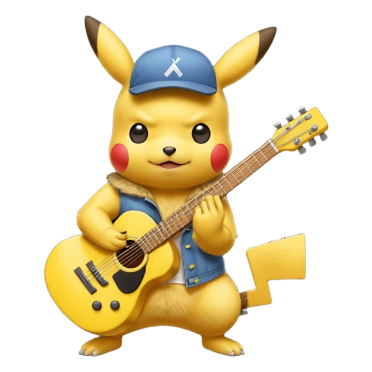 Rockstar pikatchu with guitar sticker