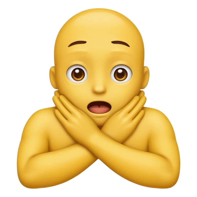 yellow emoji hands choking itself, tight around the neck sticker