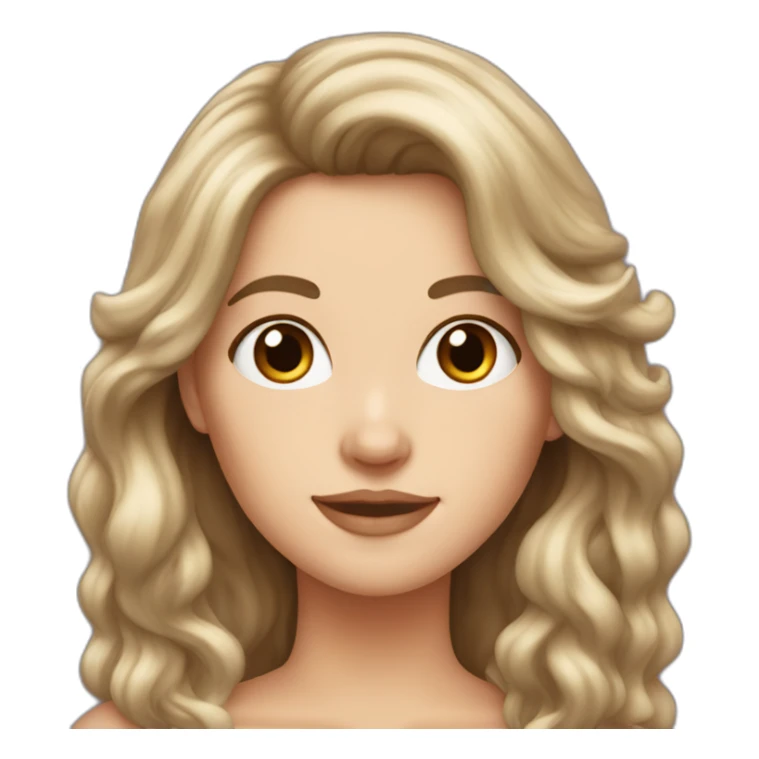 white girl with long voluminous 80s brown hair sticker