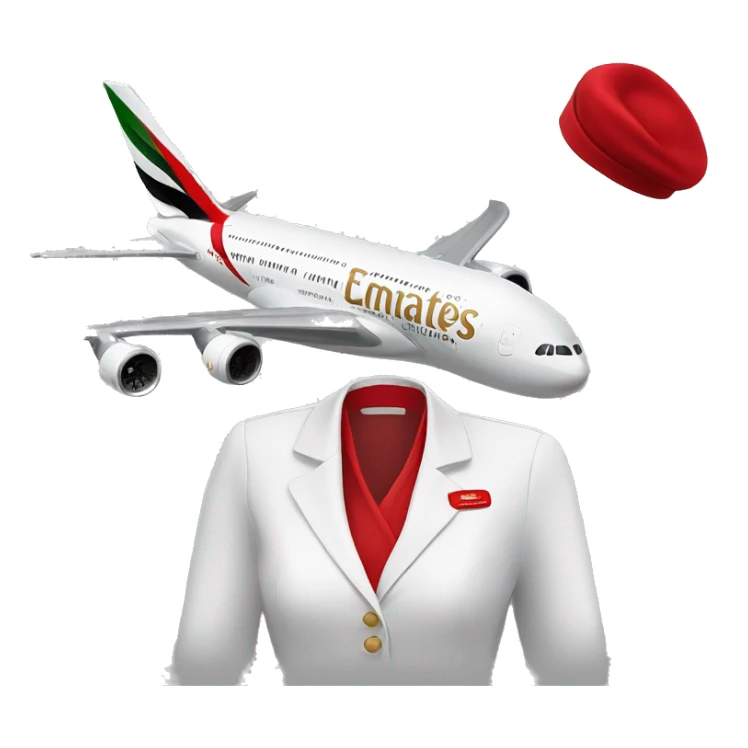 "Emirates Airlines" Flight Attendant with "All Red Cabin Crew Hat" and at left side falling white scarf. sticker