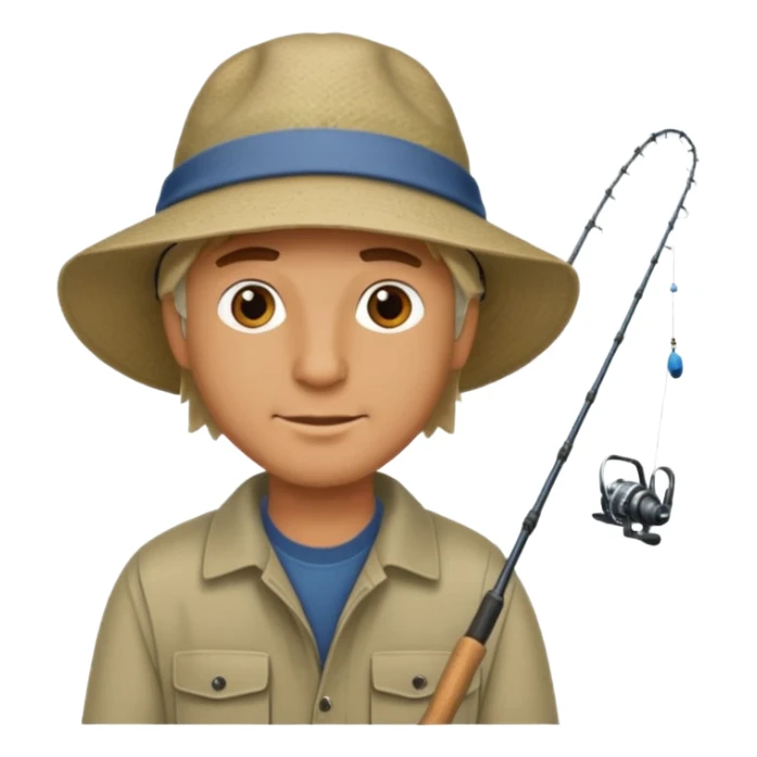 a man holding a fishing rod sticker