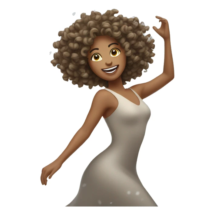 Curly hair tan woman dancing in the snow sticker
