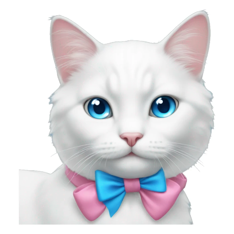 white cat with a pink bow and blue eyes sticker