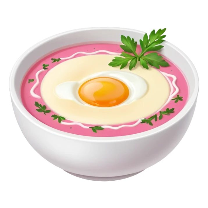 Lithuanian pink cold soup with half cut egg in the middle  sticker