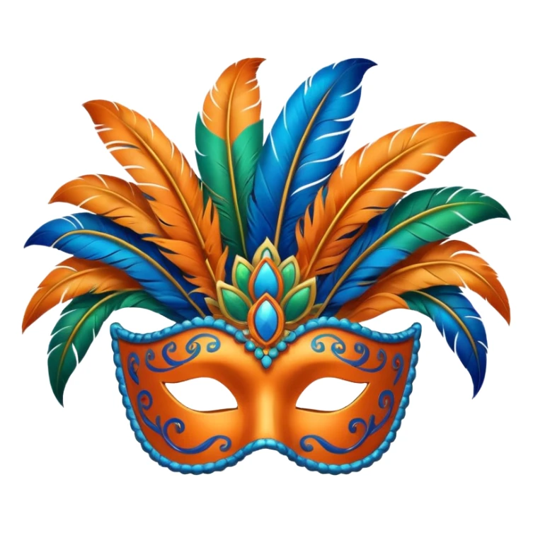 📦+ carnival mask in orange, blue and green , trying to make a carnival pack sticker