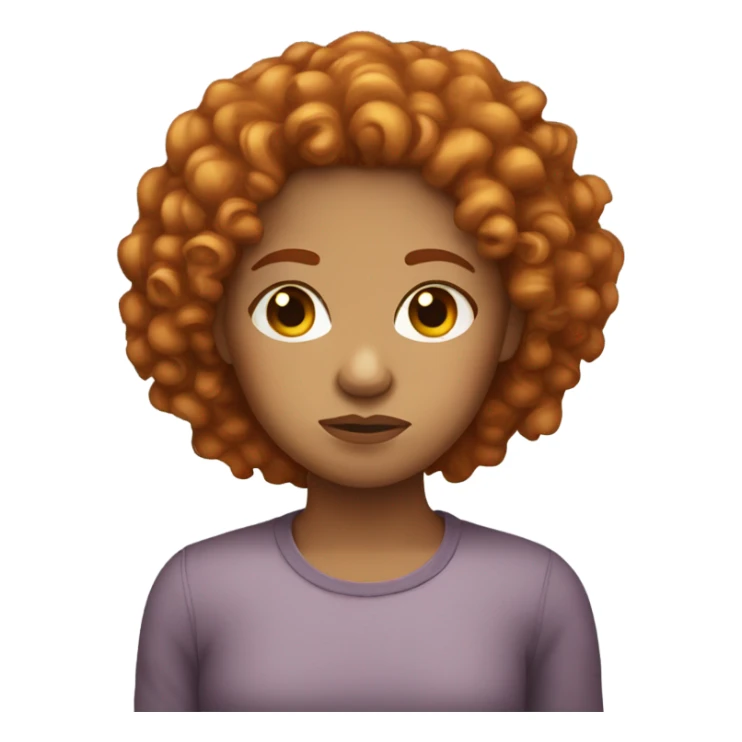 curly hair ginger lightskin girl frowning sticker