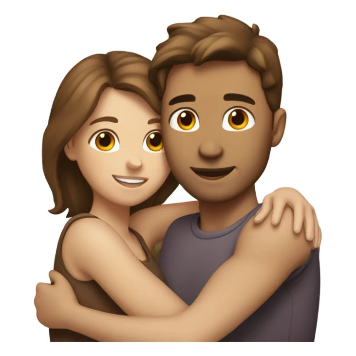 Love, couple, brown hair, hug sticker