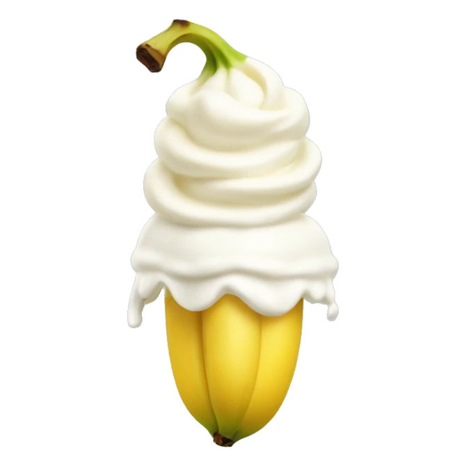 small banana with whipped cream on the end sticker