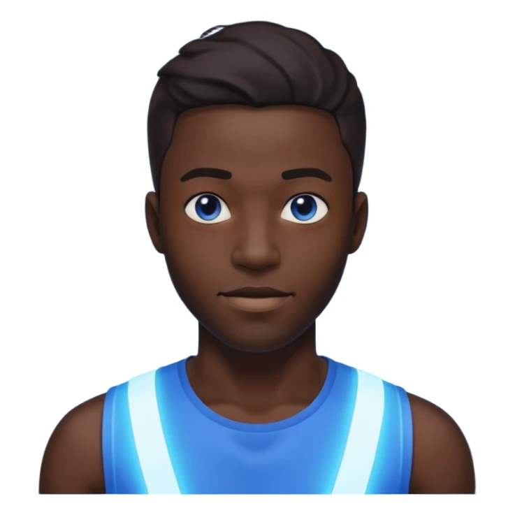 Black 24 year old with blue lighting running through him like a super ability sticker