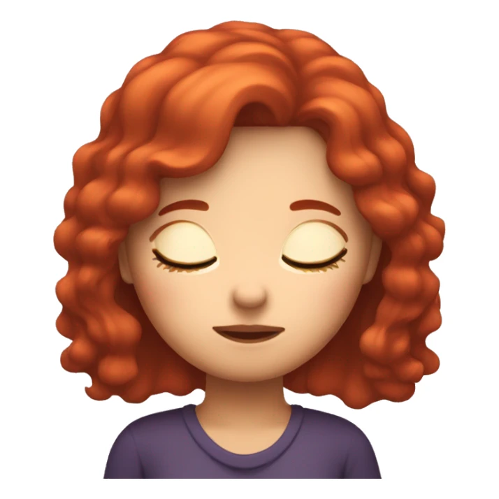 Girl with red hair fall asleep sticker