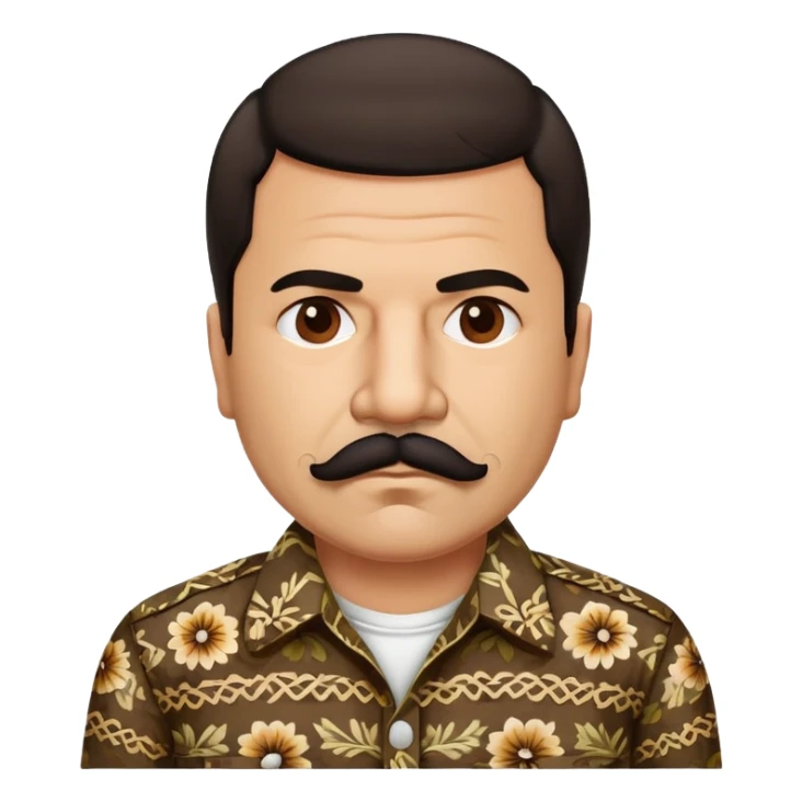 Mexican drug lord El Chapo with mustache and patterned shirt sticker