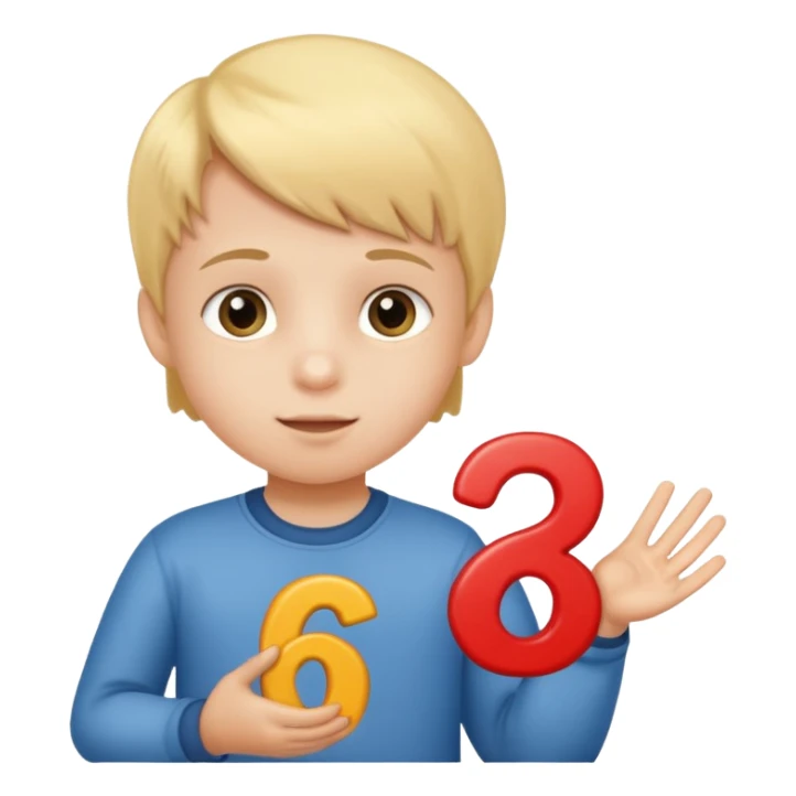 A Lil kid holding 6 7 on sticker