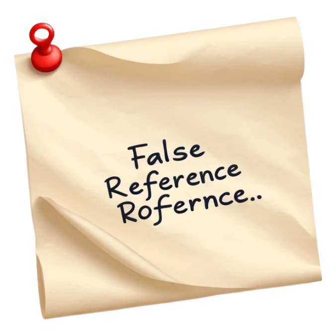 a hand writing 'false reference on a piece of pape sticker