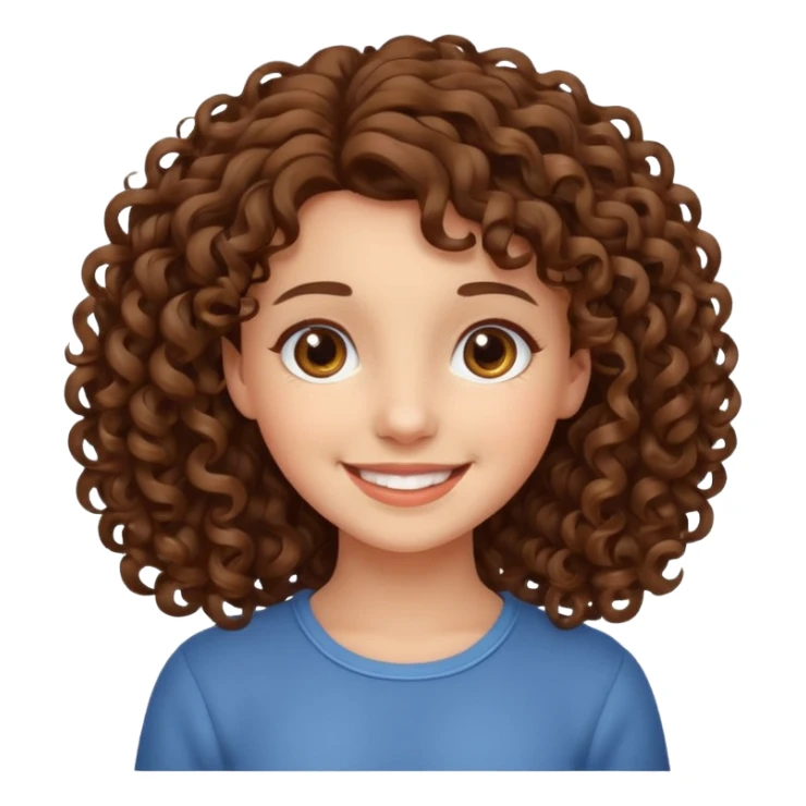cute brown haired girl with curly hair and bright smile sticker