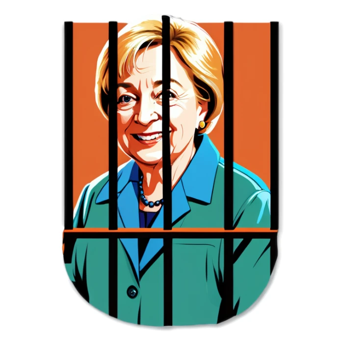 Maine Governor Janet Mills Behind Bars In an Orange Jumpsuit sticker