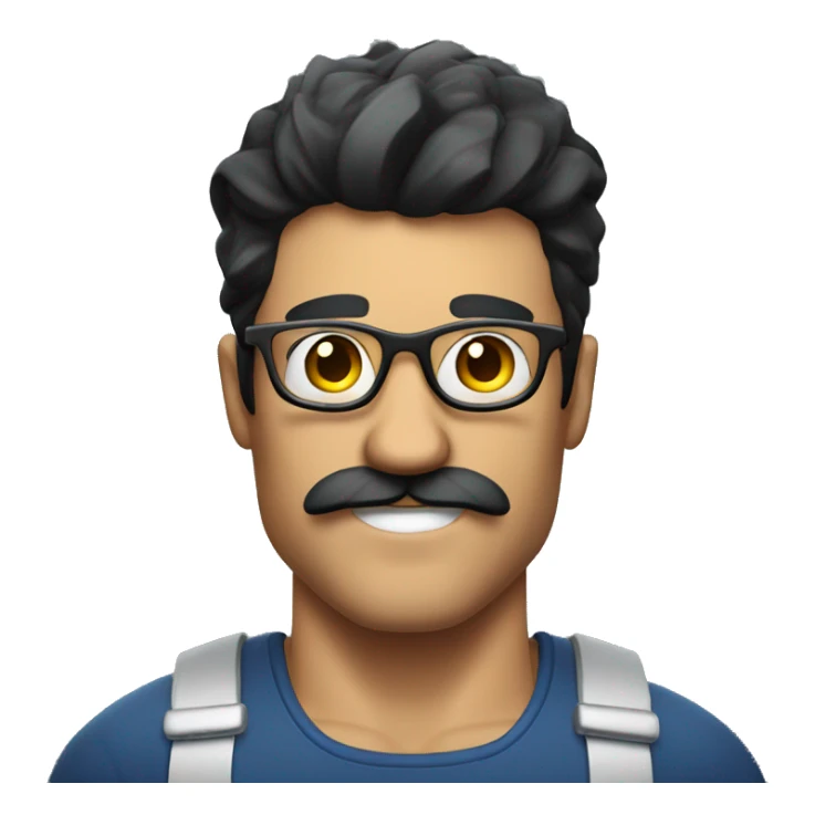 muscular male taking selfie dark hair moustache glasses sticker