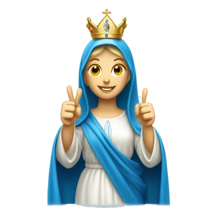 blessed virgin mary thumbs up, with blue veil, with crown, with halo, catholic sticker