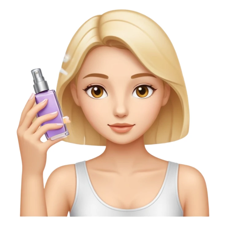 Girl spraying parfum sticker