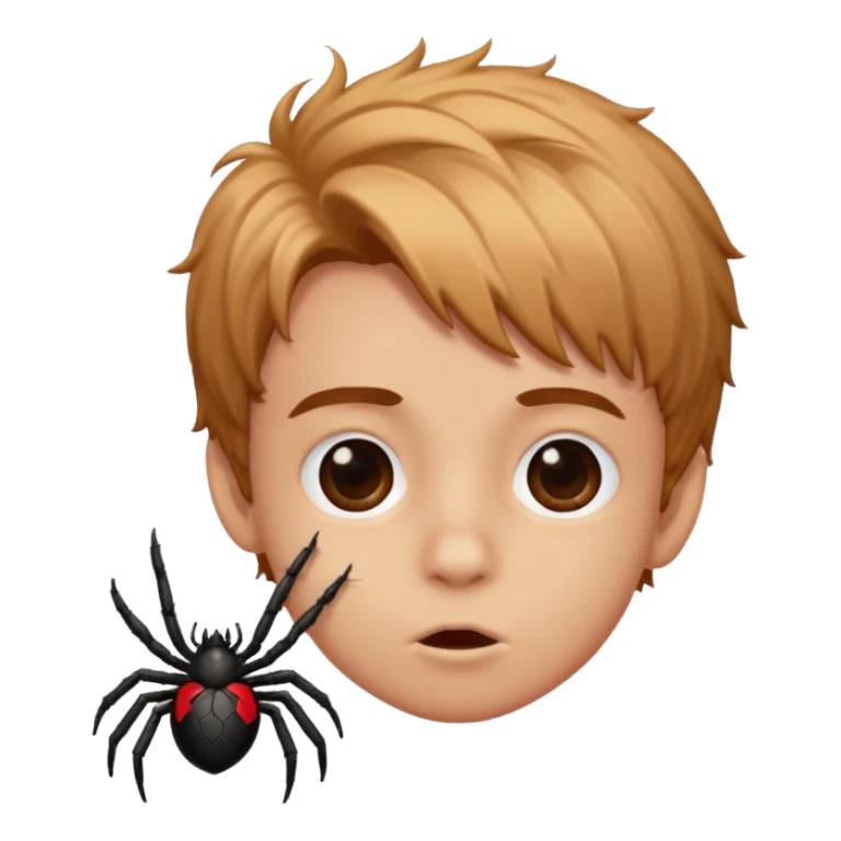 A boy's face with the features of a spider blowing a kiss sticker
