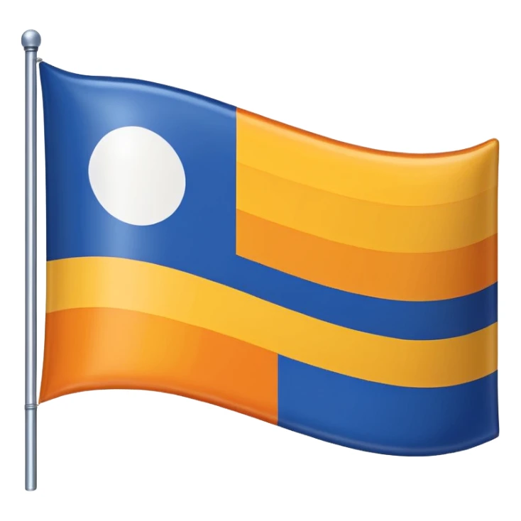 A flag whit darkblue, blue, white, yellow and orange and has 5 stripes white in the middle, blue in next to white left, yellow next to white right, orange next to yellow right, dark blue next to blue left sticker