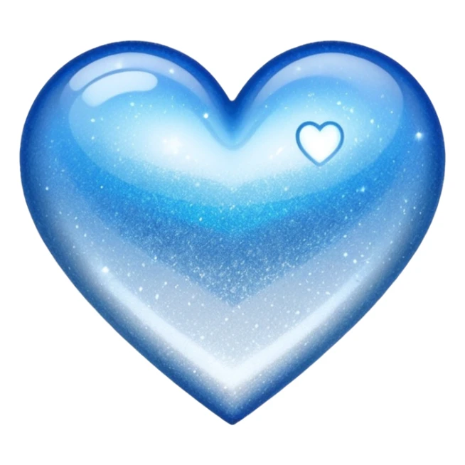 glitter heart, metallic blue to silver ombre sticker