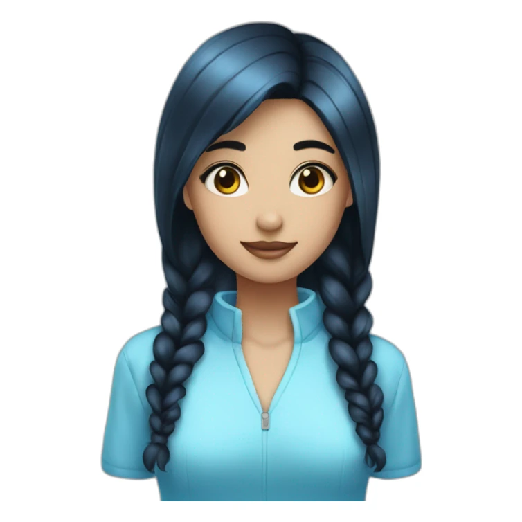 Girl with black hair and blue ice sticker