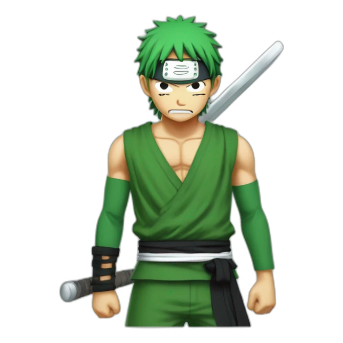 zoro one piece front view with eays injure and saber in the back sticker
