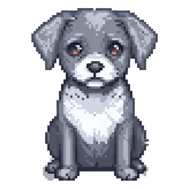 dark grey dog sitting pixel art emoji sticker