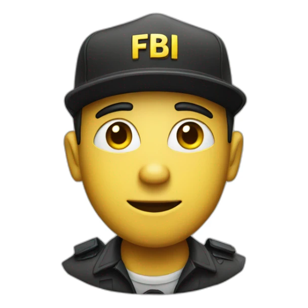 man with yellow "FBI" letters on his cap sticker