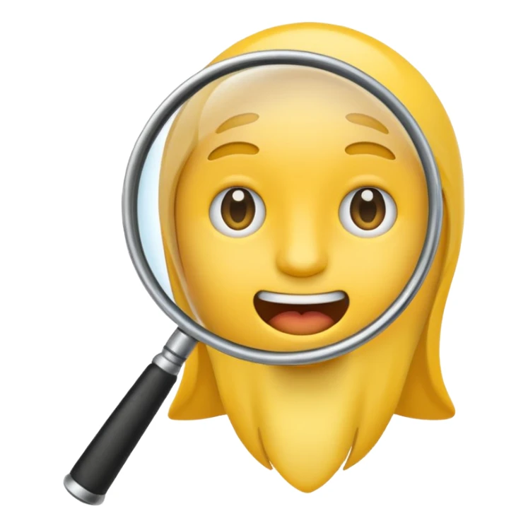 flat mouth emoji with magnifying glass and black background sticker