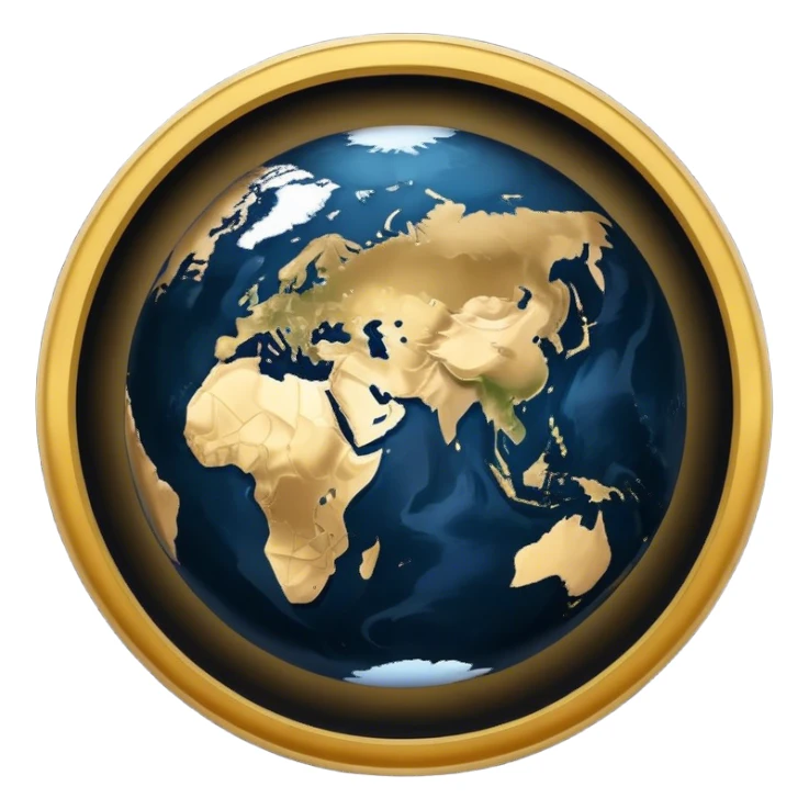 earth, night, countries only shown by their city lights, black and gold sticker