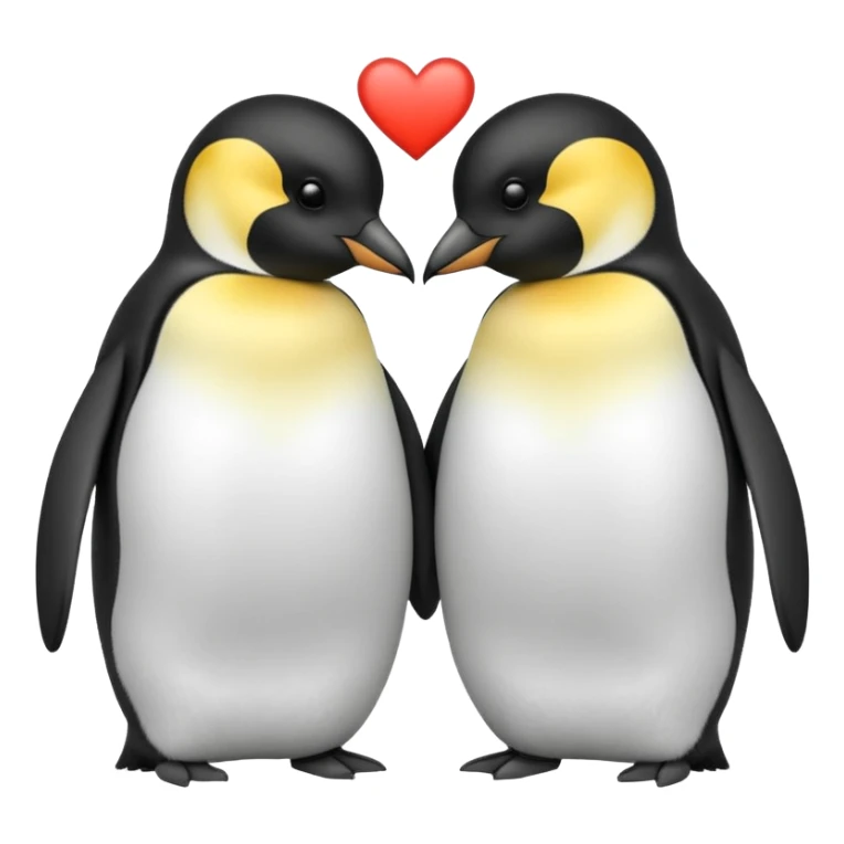 2 emperor penguins facing each other making a heart but no heart emoji added sticker