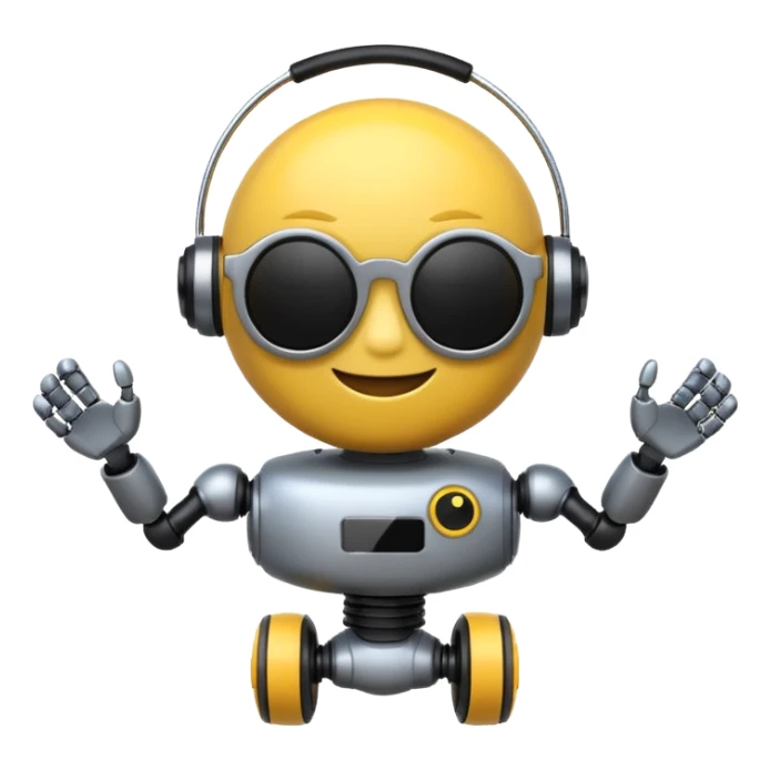 Scare emoji robot toy with black sun glasses  sticker