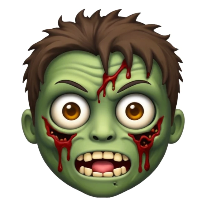Faça um emoji de zumbi, estilo IOS, um zumbi com cabelo loiro escuro bagunçado e olhos escuros sticker