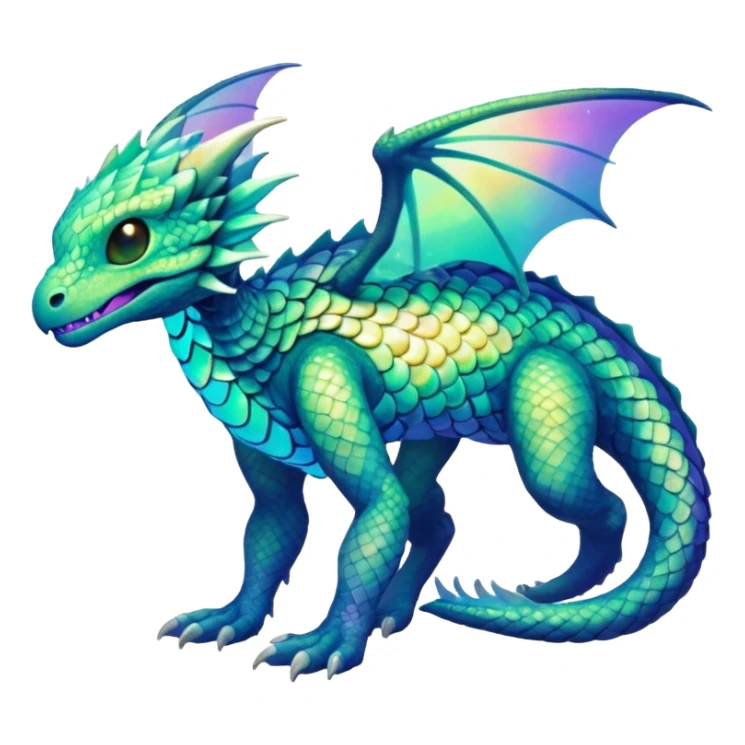Scaley Opalescent Luminescent Fakémon-creature-fusion (full body) sticker