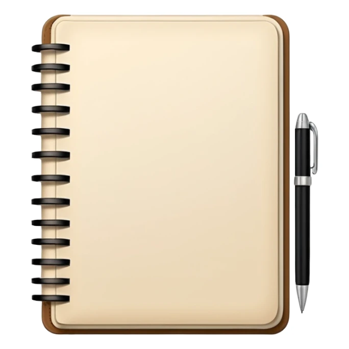 daily planner agenda cream leather with open page and pen sticker