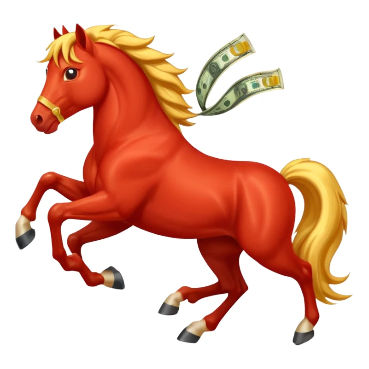 red horse agressive running happiness money sticker