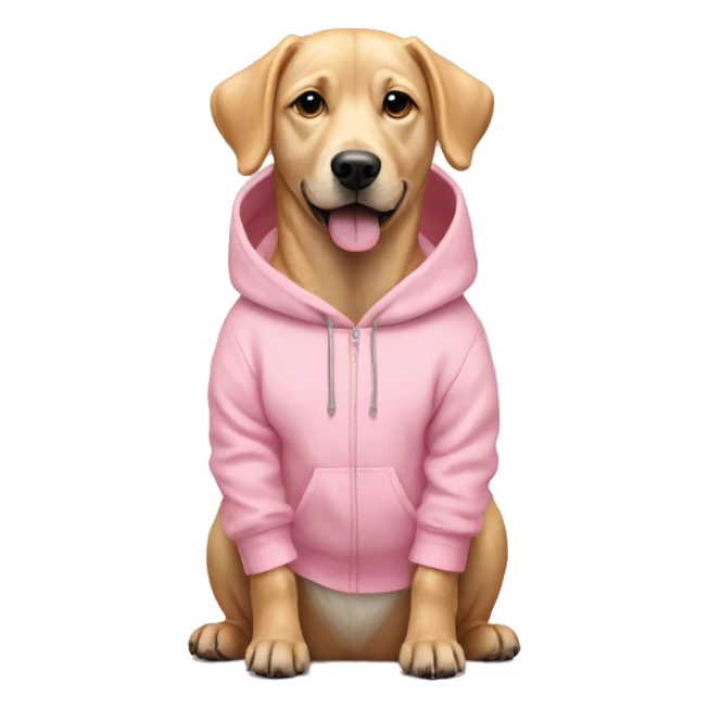 Blonde dog wearing a pastel pink hoodie sticker