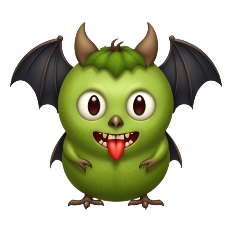 Kiwi fruit with vampire face and bat wings  sticker