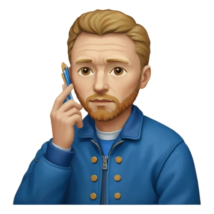 van gogh painting on a canvas while holding his ear sticker