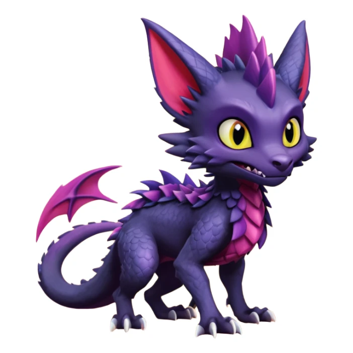 Spyro-Toothless-Sergal-Lykoi-Pokémon-Fakémon-creature-hybrid sticker