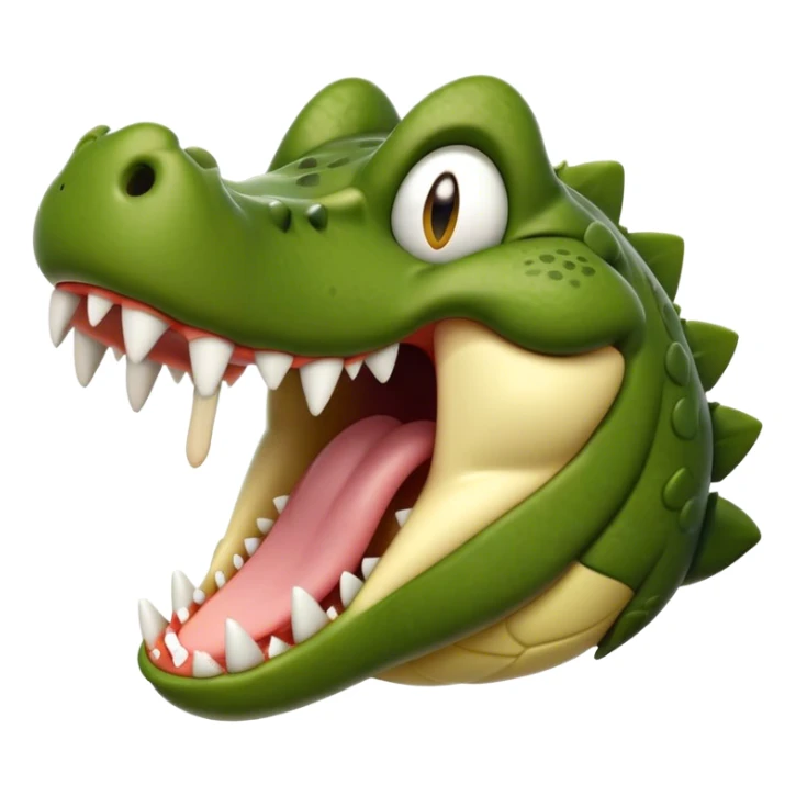 Cinematic Realistic Cute Yawning Crocodile Portrait Emoji, Head tilted slightly with a dramatic, wide-open yawn, showcasing a soft, textured olive-green hide with gently drooping jaws and half-closed, drowsy eyes rendered in exquisite natural detail, high shine, relaxed yet expressive, styled with a dash of primal charm, soft glowing outline, capturing the essence of a sleepy yet affectionate crocodile that appears ready to stretch out and drift into a deep, ancient slumber! sticker
