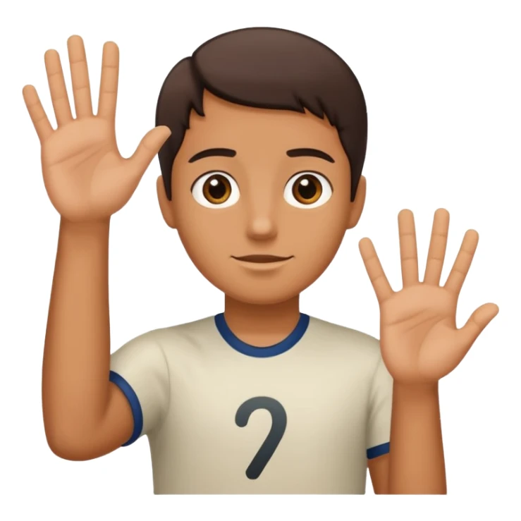 🤷🏻‍♂️ number 6 in left hand and number 7 in the right hand sticker