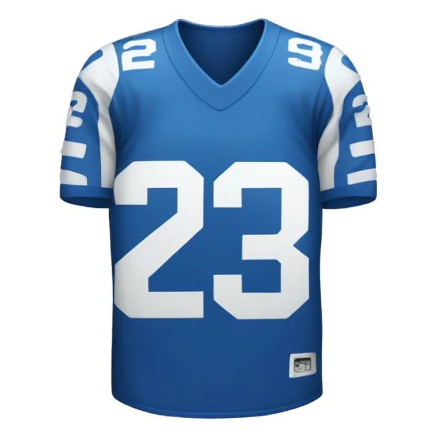 blue and white jersey with a 23 on it sticker