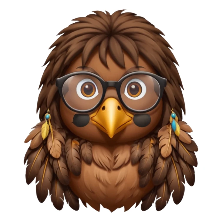 long hair bird with glasses sticker