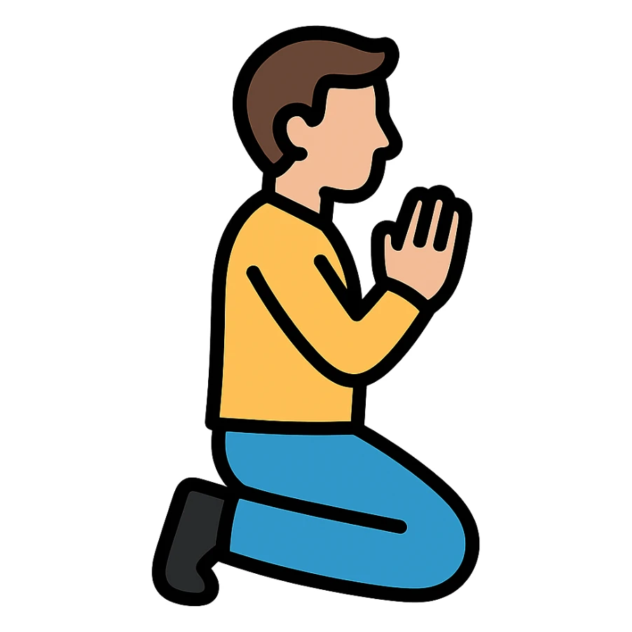 colored icon of a man praying sticker