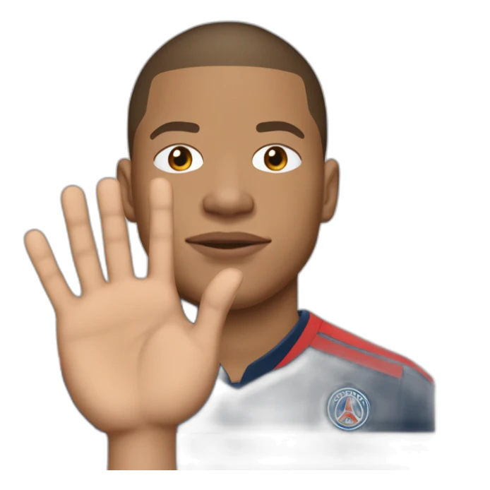 Mbappe avec la bouche ouverte et les mains derrière la tête sticker