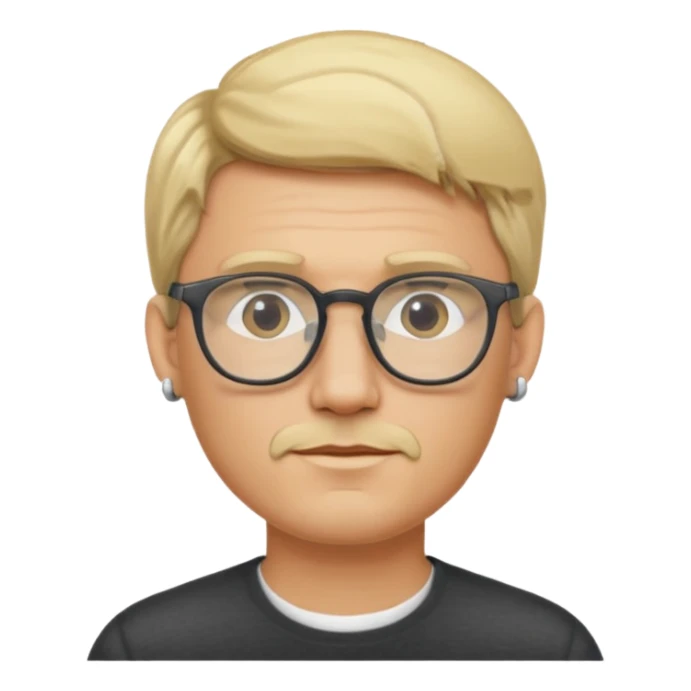 blond man wearing  big earrings, wearing glassess, with no beard sticker